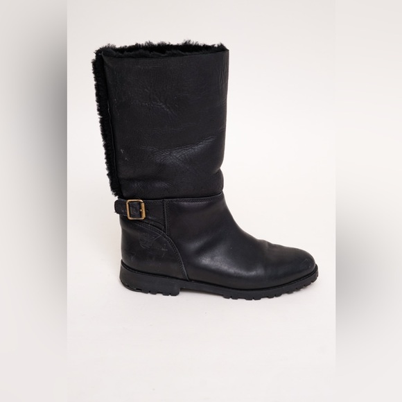 TIMBERLAND Womens Sheepskin Leather Mid-Calf Winter Fur Boots Sz 8 Made In Italy - Picture 1 of 7